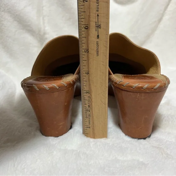 Frye Charlotte Ring Brown Red Platform Clog Mule Women Heel Size 9.5 M - Picture 8 of 10